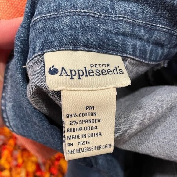 Appleseeds Denim Jacket Double Breasted Cotton Blend Blue Sz Medium Petite - Picture 6 of 7